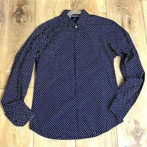 Scotch & Soda Polka Dot Button Down Shirt Navy Blue Size Large